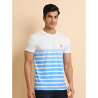 Generic Men's Casual Cotton Printed Round Neck Half Sleeve T-Shirt (Blue)