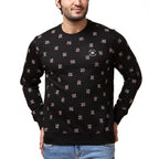 Generic Men's Casual Cotton Printed Round Neck Full Sleeve Sweat T-Shirt (Black)