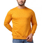 Generic Men's Casual Cotton Printed Round Neck Full Sleeve Sweat T-Shirt (Mustard)