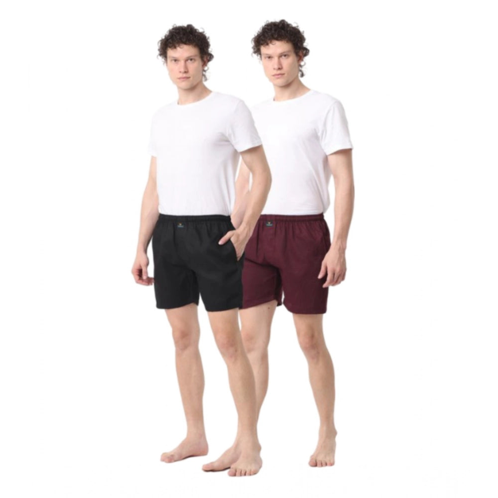 Generic Pack_of_2 Men's Polycotton Solid Boxer Shorts (Multicolor)