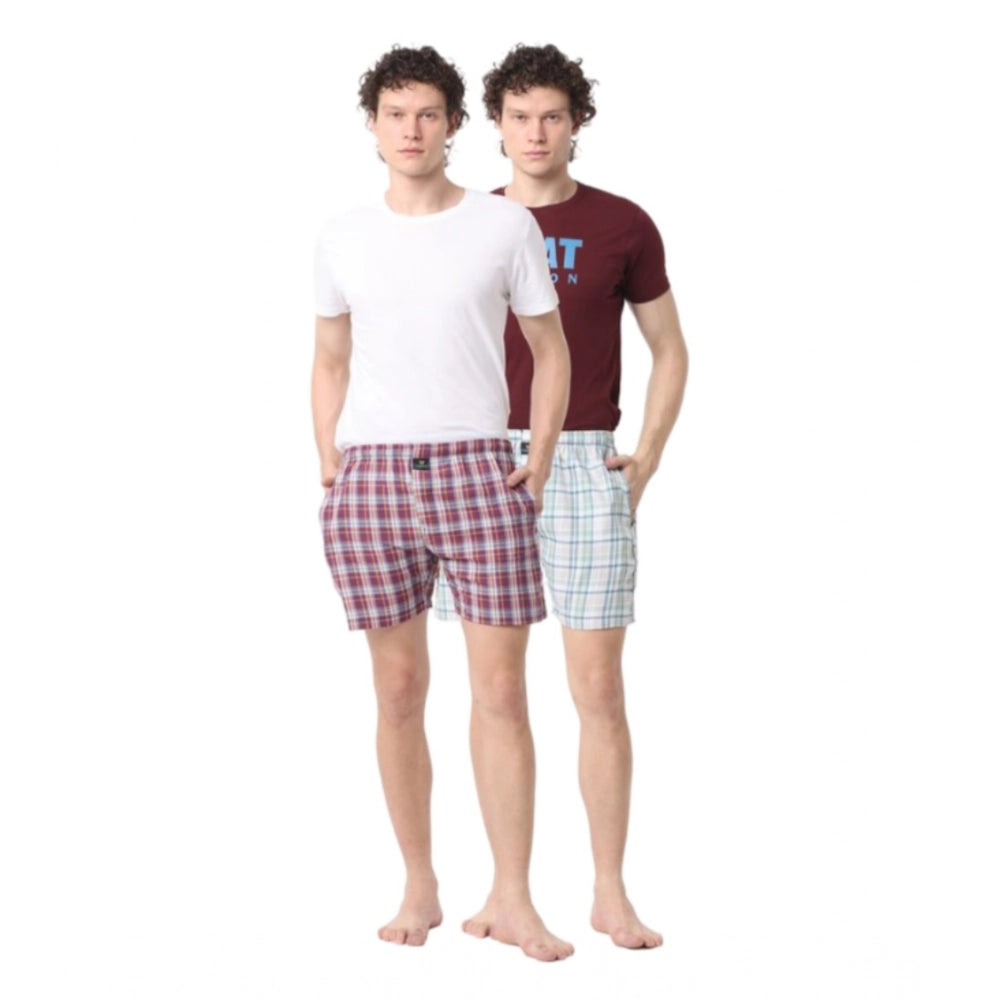 Generic Pack_of_2 Men's Polycotton Checked Boxer Shorts (Multicolor)