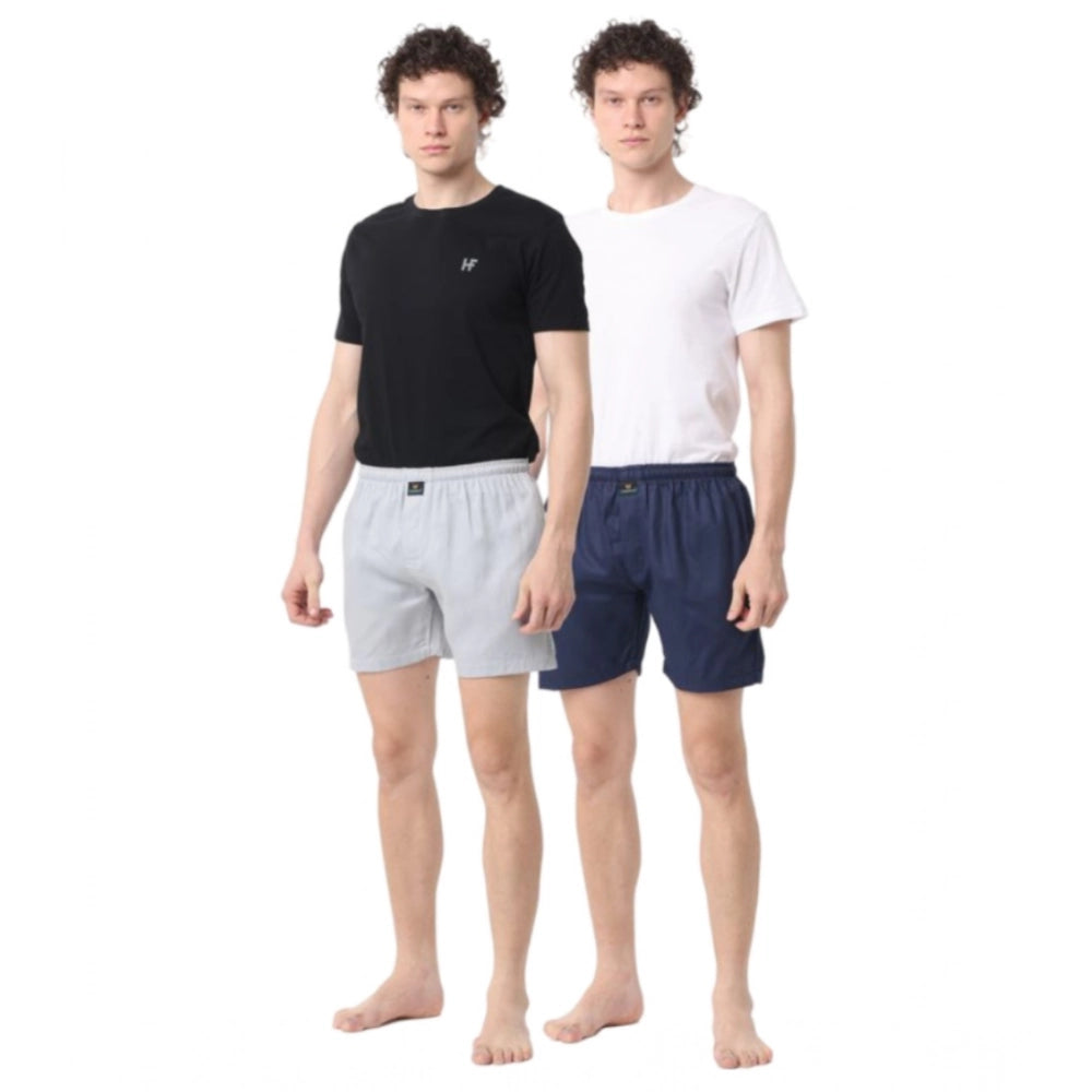 Generic Pack_of_2 Men's Polycotton Solid Boxer Shorts (Multicolor)