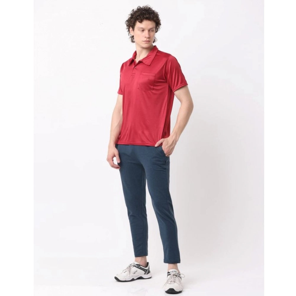 Generic Pack of 2 Men's Casual Cotton Blend Solid Short Sleeve Tshirts (Multicolor)