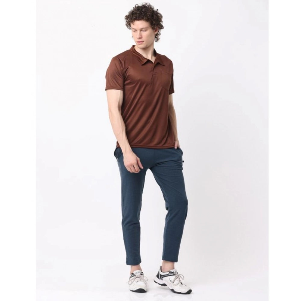 Generic Pack of 2 Men's Casual Cotton Blend Solid Short Sleeve Tshirts (Multicolor)