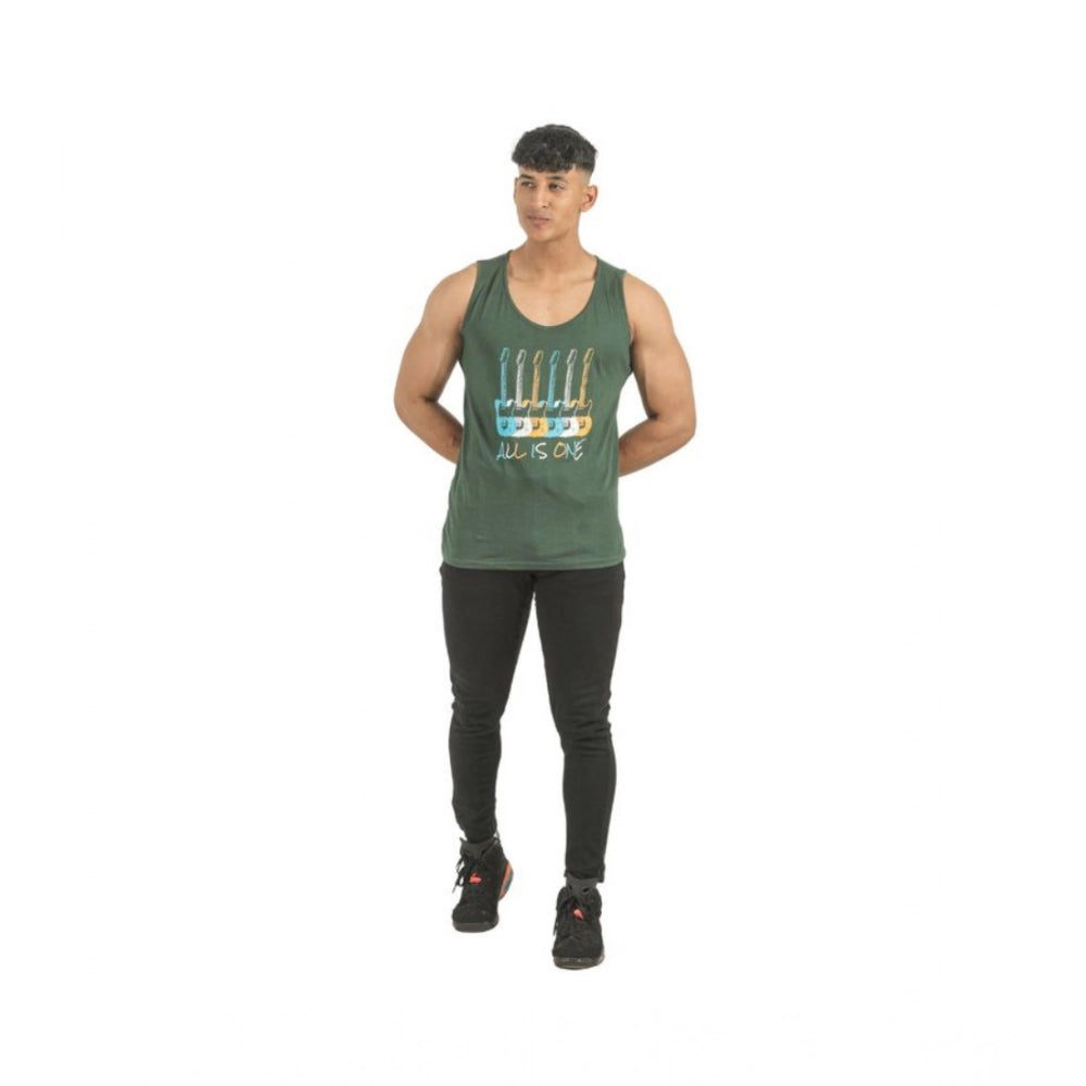 Generic Pack of 2 Men's Casual Cotton Printed Sleeveless Sleeve Tshirts (Multicolor)