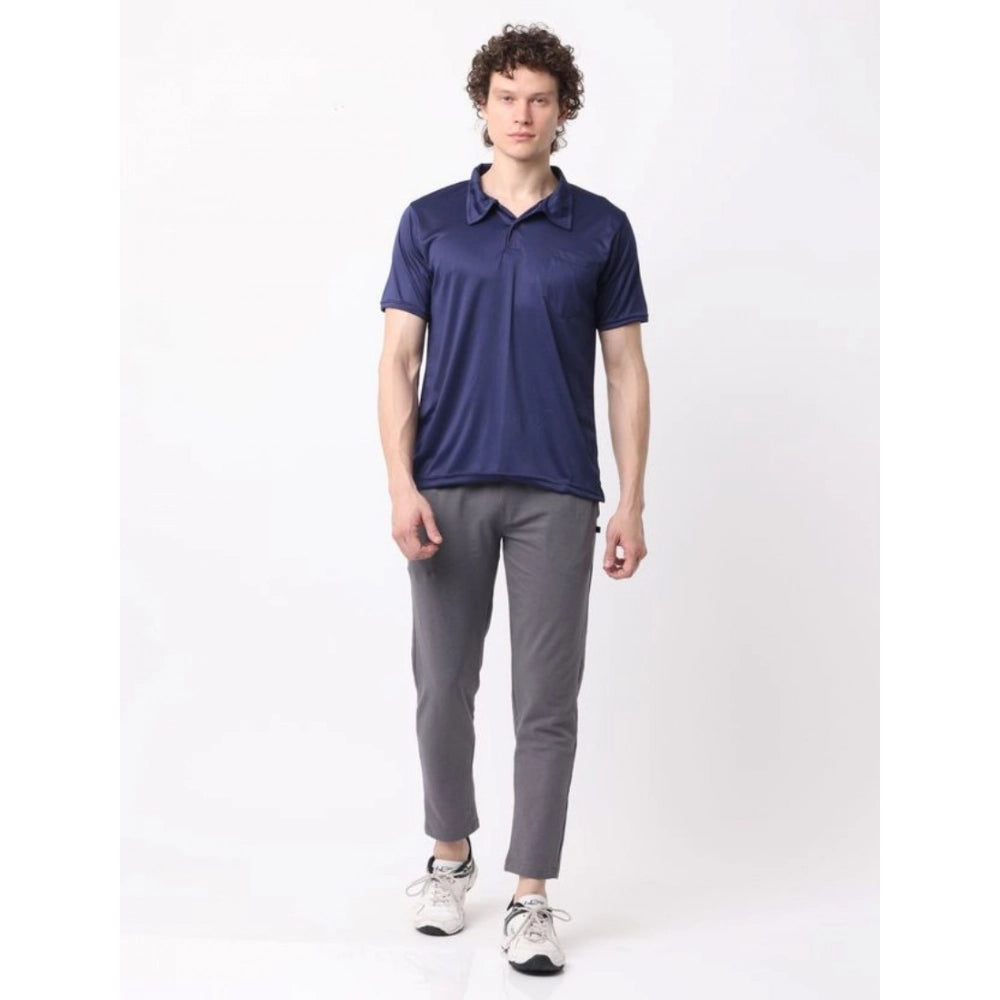 Generic Pack of 2 Men's Casual Cotton Blend Solid Short Sleeve Tshirts (Multicolor)