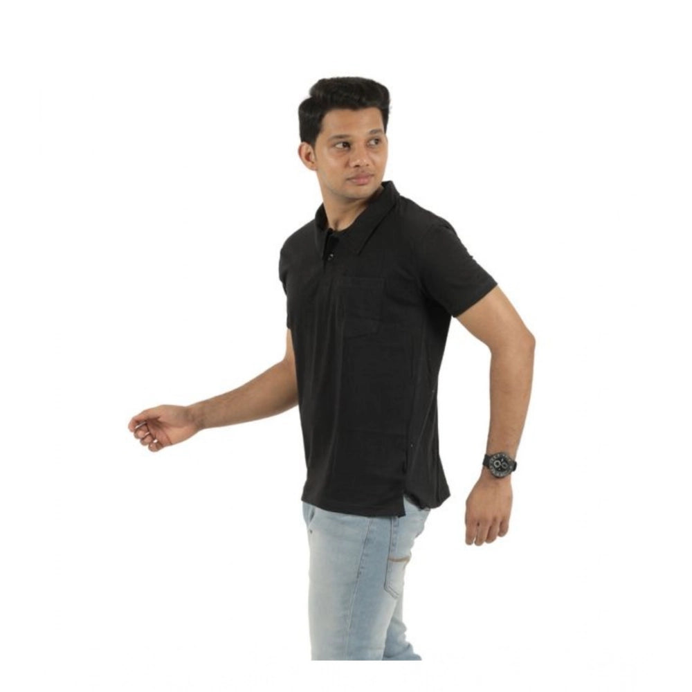 Generic Pack of 2 Men's Casual Cotton Solid Short Sleeve Tshirts (Multicolor)