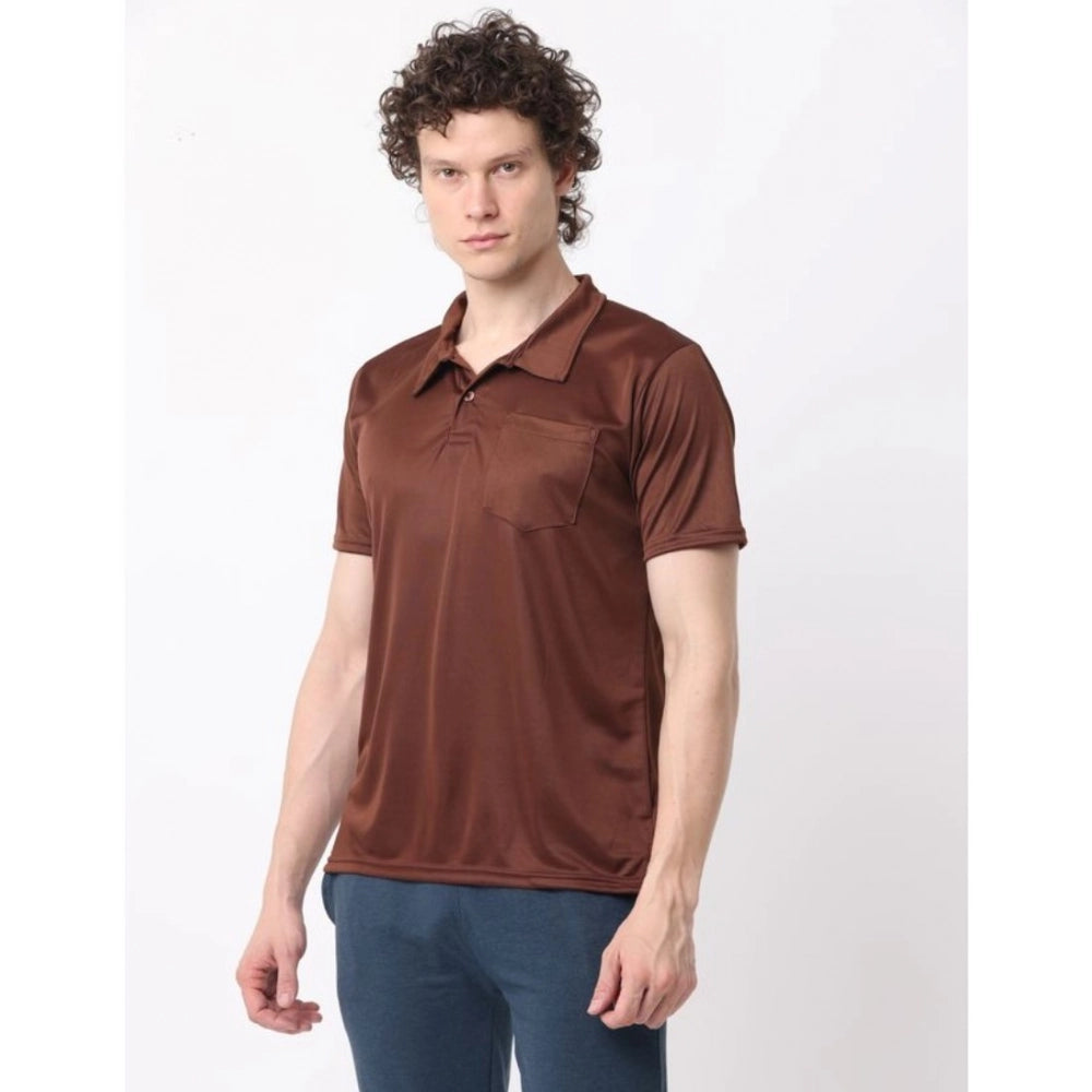 Generic Pack of 2 Men's Casual Cotton Blend Solid Short Sleeve Tshirts (Multicolor)