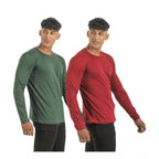 Generic Pack of 2 Men's Casual Cotton Solid Full Sleeve Tshirts (Multicolor)