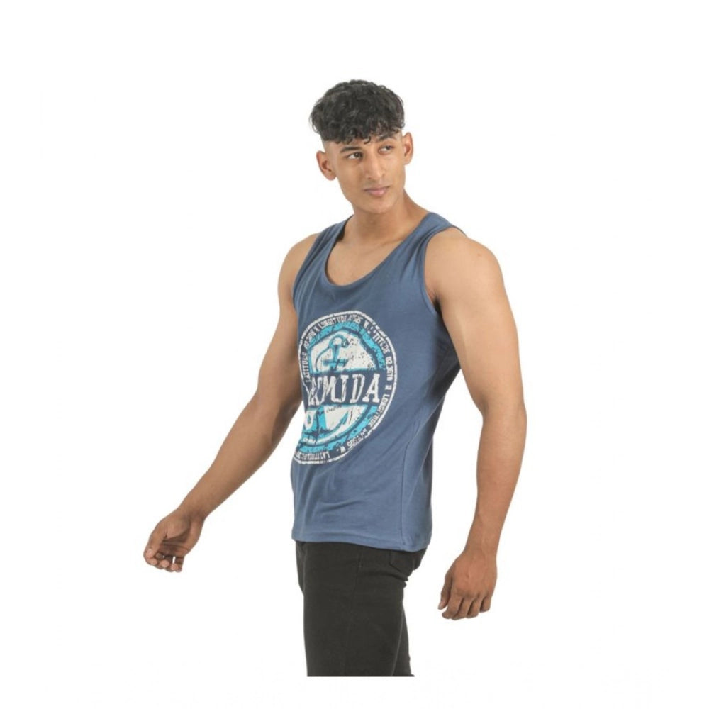Generic Pack of 2 Men's Casual Cotton Printed Sleeveless Sleeve Tshirts (Multicolor)