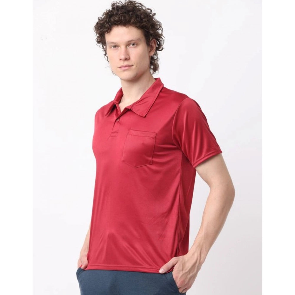 Generic Pack of 2 Men's Casual Cotton Blend Solid Short Sleeve Tshirts (Multicolor)