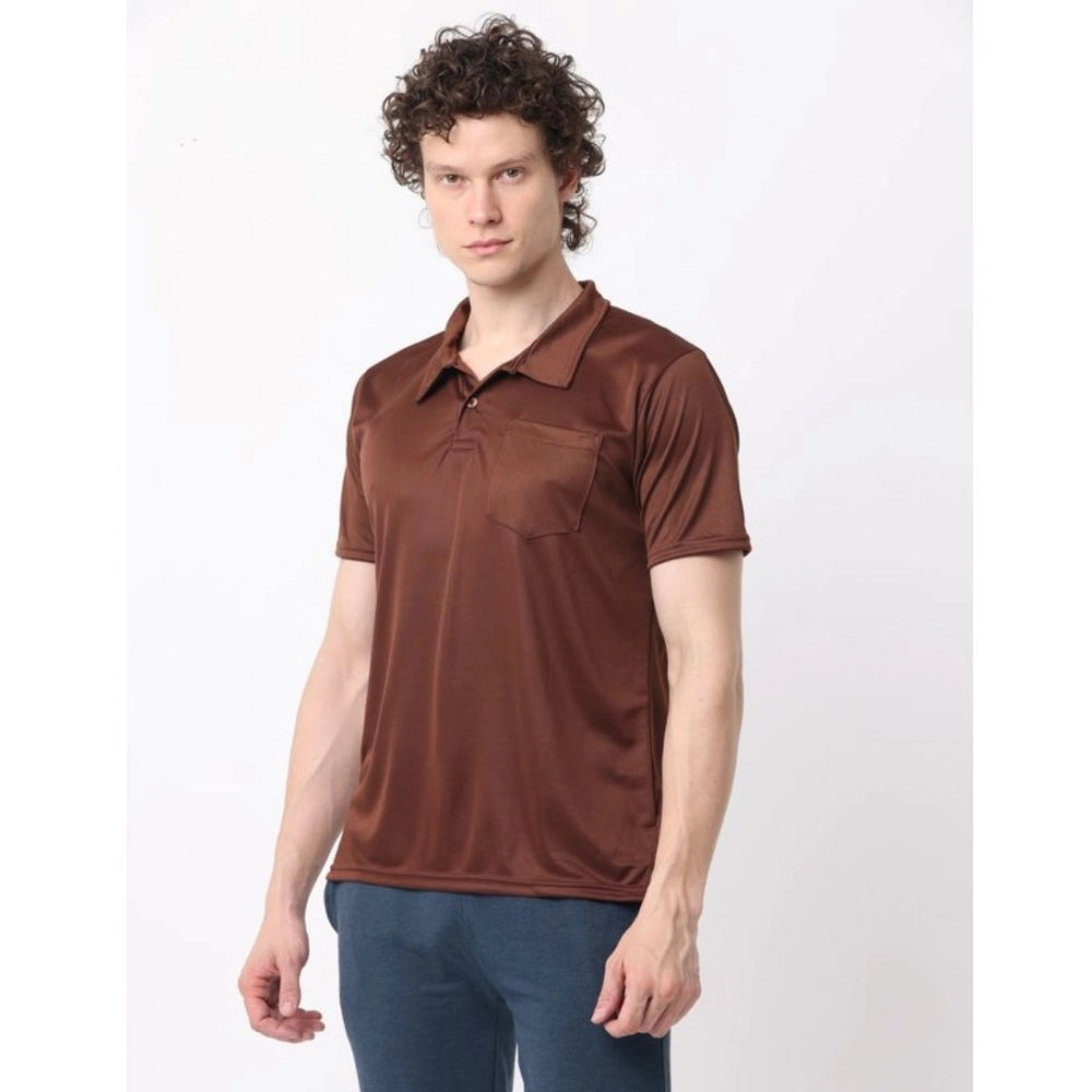 Generic Pack of 2 Men's Casual Cotton Blend Solid Short Sleeve Tshirts (Multicolor)