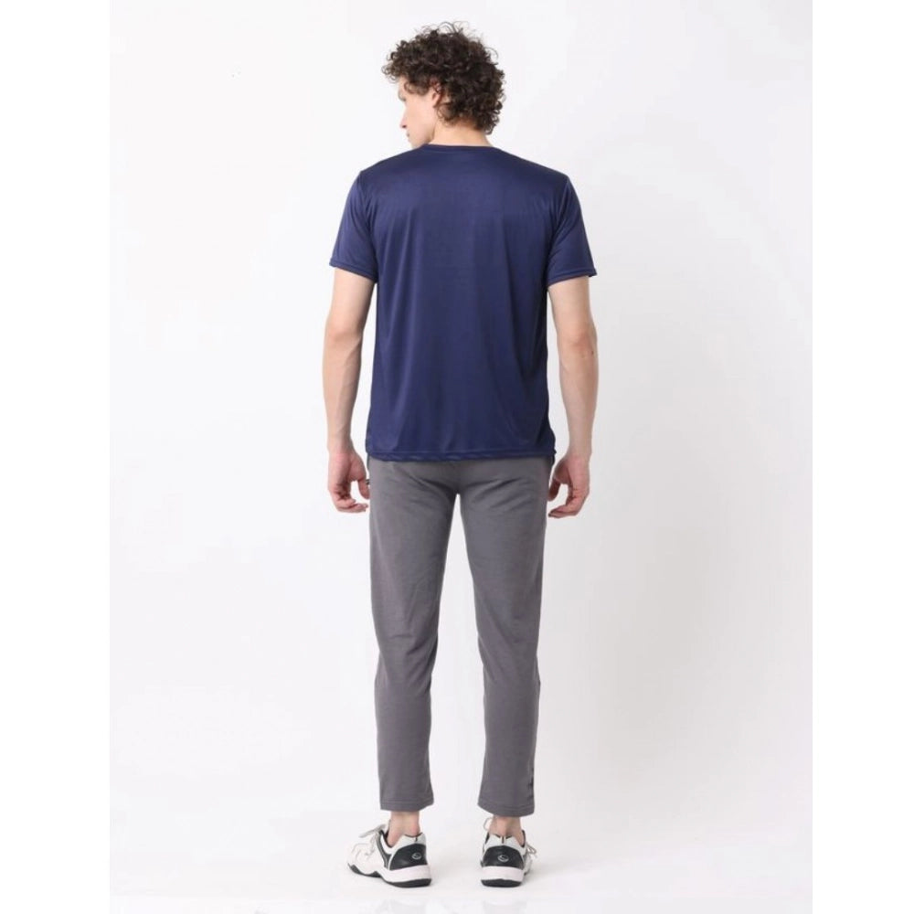 Generic Pack of 2 Men's Casual Polyester Blend Solid Short Sleeve Tshirts (Multicolor)