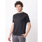 Generic Pack of 2 Men's Casual Polyester Blend Solid Short Sleeve Tshirts (Multicolor)