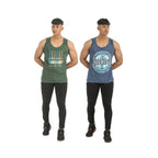 Generic Pack of 2 Men's Casual Cotton Printed Sleeveless Sleeve Tshirts (Multicolor)