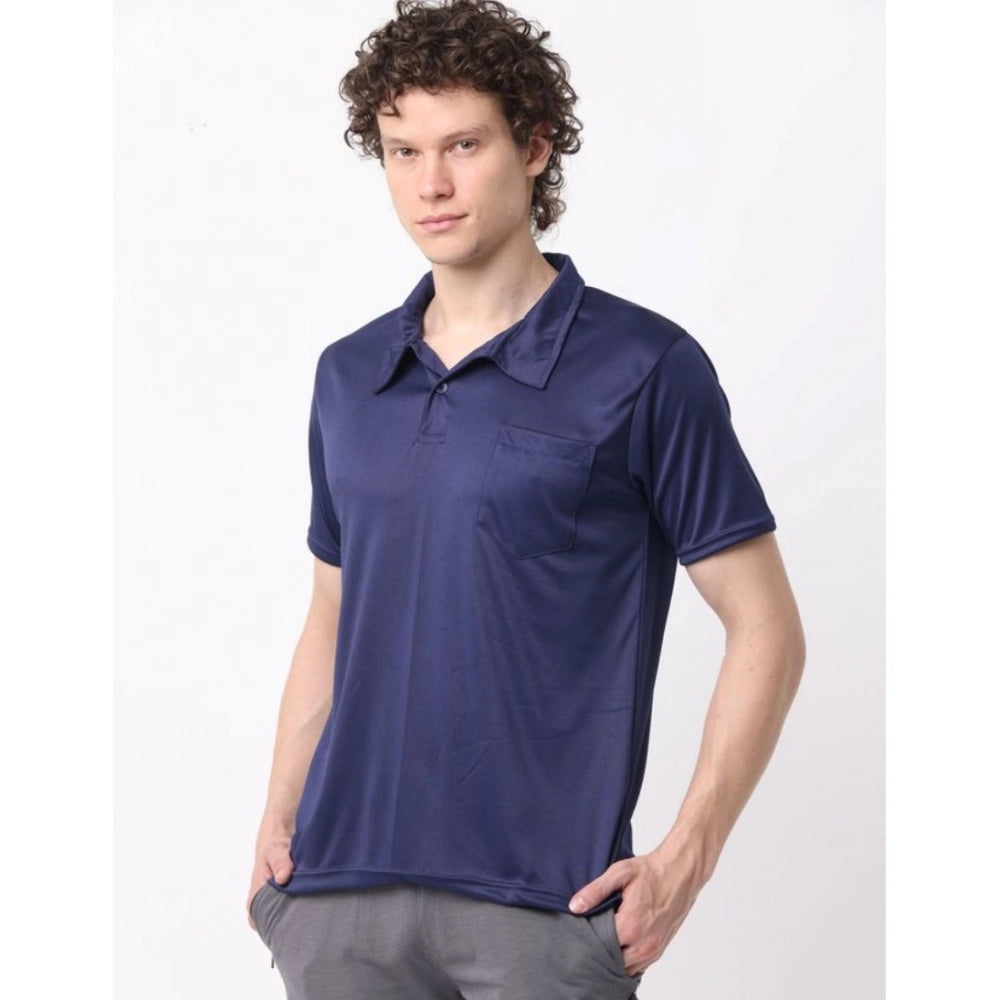 Generic Pack of 2 Men's Casual Cotton Blend Solid Short Sleeve Tshirts (Multicolor)