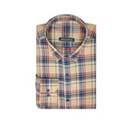 Generic Men's Cotton Lycra Full Sleeve Checked Casual Shirt (Brown)