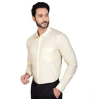 Generic Men's Casual Cotton Full Sleeve Solid Shirt (Lemon)