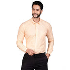 Generic Men's Casual Cotton Full Sleeve Solid Shirt (Peach)