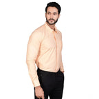 Generic Men's Casual Cotton Full Sleeve Solid Shirt (Peach)