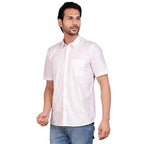 Generic Men's Casual Cotton Half Sleeve Solid Shirt (Pink)