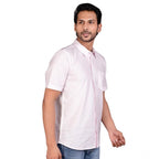 Generic Men's Casual Cotton Half Sleeve Solid Shirt (Pink)
