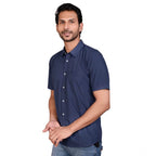 Generic Men's Casual Cotton Half Sleeve Solid Shirt (Navy)