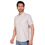 Generic Men's Casual Cotton Half Sleeve Solid Shirt (Grey)
