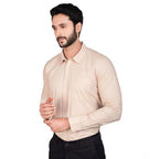 Generic Men's Casual Cotton Full Sleeve Solid Shirt (Beige)