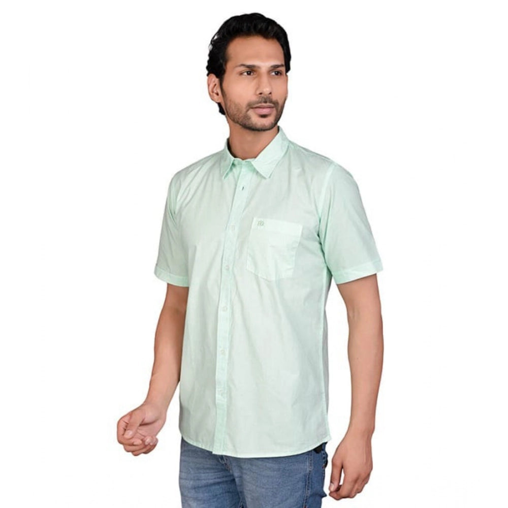 Generic Men's Casual Cotton Half Sleeve Solid Shirt (Sea Green)