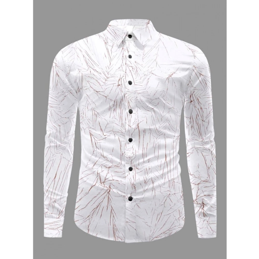 Generic Men's Casual PollyCotton Textured Full Sleeve Collar Shirt (Brown)