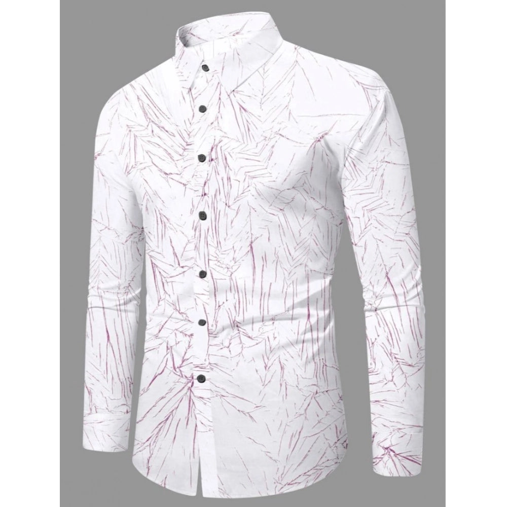 Generic Men's Casual PollyCotton Textured Full Sleeve Collar Shirt (Pink)