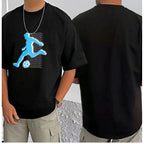 Generic Men's Casual Cotton Blend Printed Round Neck Half Sleeve T-Shirt (Black)