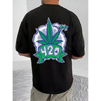 Generic Men's Casual Cotton Blend Printed Round Neck Half Sleeve T-Shirt (Black)