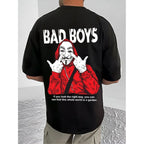 Generic Men's Casual Cotton Blend Printed Round Neck Half Sleeve T-Shirt (Black)