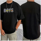 Generic Men's Casual Cotton Blend Printed Round Neck Half Sleeve T-Shirt (Black)