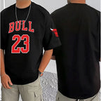 Generic Men's Casual Cotton Blend Printed Round Neck Half Sleeve T-Shirt (Black)