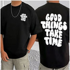 Generic Men's Casual Cotton Blend Printed Round Neck Half Sleeve T-Shirt (Black)