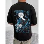 Generic Men's Casual Cotton Blend Printed Round Neck Half Sleeve T-Shirt (Black)