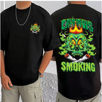 Generic Men's Casual Cotton Blend Printed Round Neck Half Sleeve T-Shirt (Black)