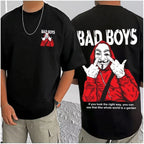 Generic Men's Casual Cotton Blend Printed Round Neck Half Sleeve T-Shirt (Black)