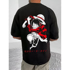 Generic Men's Casual Cotton Blend Printed Round Neck Half Sleeve T-Shirt (Black)