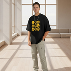 Generic Men's Casual Cotton Blend Printed Round Neck Half Sleeve T-Shirt (Black)