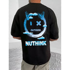 Generic Men's Casual Cotton Blend Printed Round Neck Half Sleeve T-Shirt (Black)