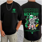 Generic Men's Casual Cotton Blend Printed Round Neck Half Sleeve T-Shirt (Black)