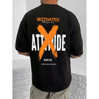 Generic Men's Casual Cotton Blend Printed Round Neck Half Sleeve T-Shirt (Black)