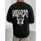 Generic Men's Casual Cotton Blend Printed Round Neck Half Sleeve T-Shirt (Black)