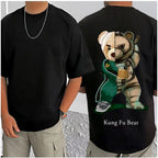 Generic Men's Casual Cotton Blend Printed Round Neck Half Sleeve T-Shirt (Black)