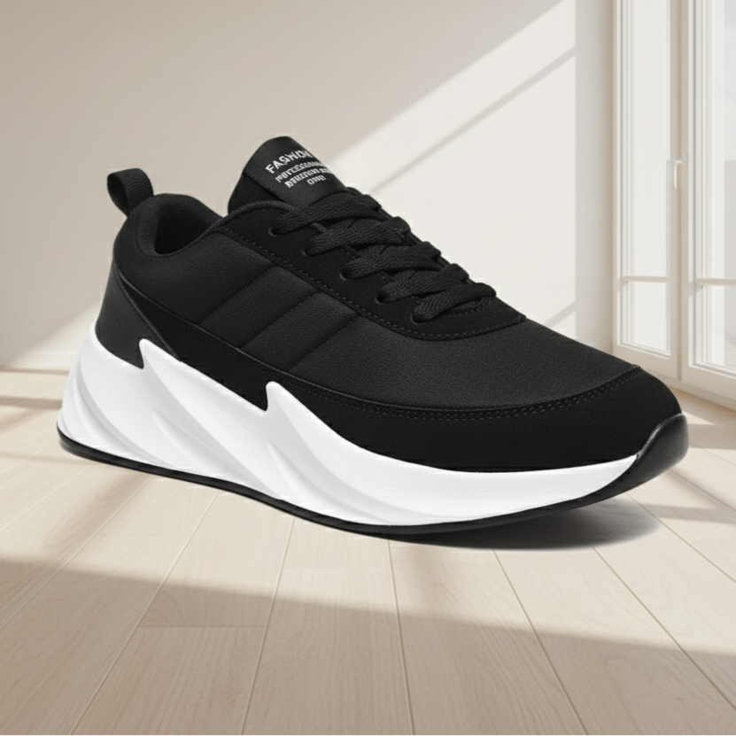 Generic Men's Casual Synthetic Lace-ups Casual Shoes (Black)