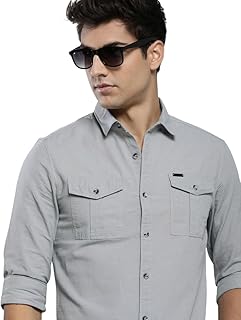 Men's Cotton Regular Fit Solid Full Sleeves Cutaway Collar Casual Shirt